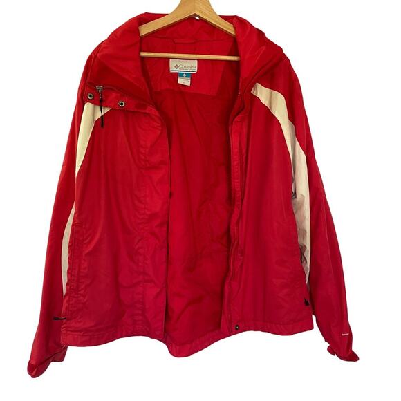 Columbia red and white windbreaker jacket interchange women's size XL nylon - Picture 1 of 7